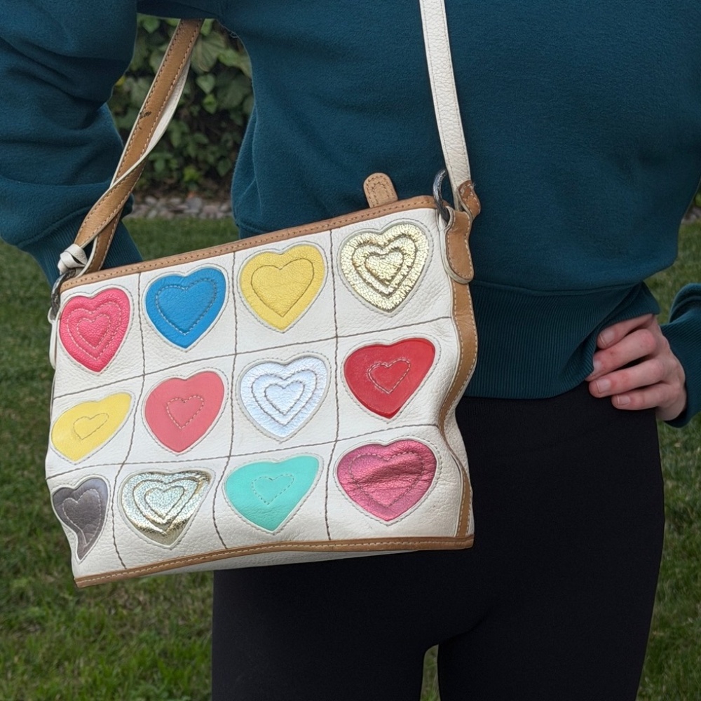 Brighton Patchwork Multicolor Hearts Shoulder Bag… - image 6